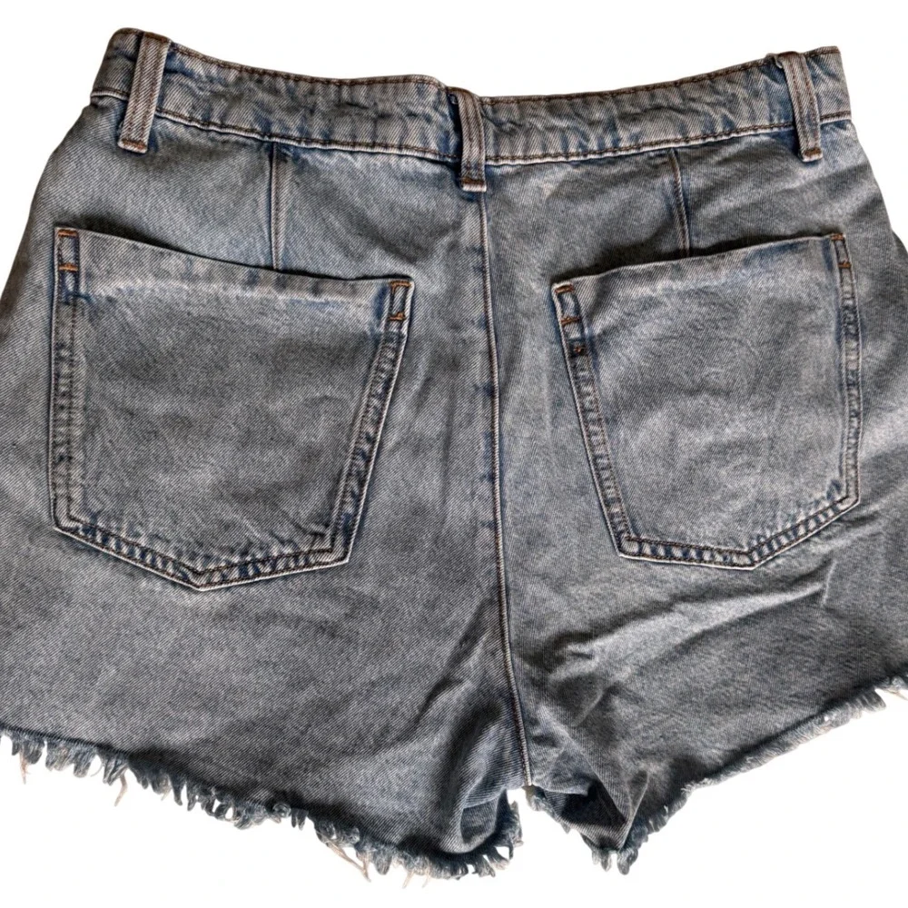 Zara Womens Light Wash Denim Skort Wrap Front Button Frayed Hem‎ Blue Size Small